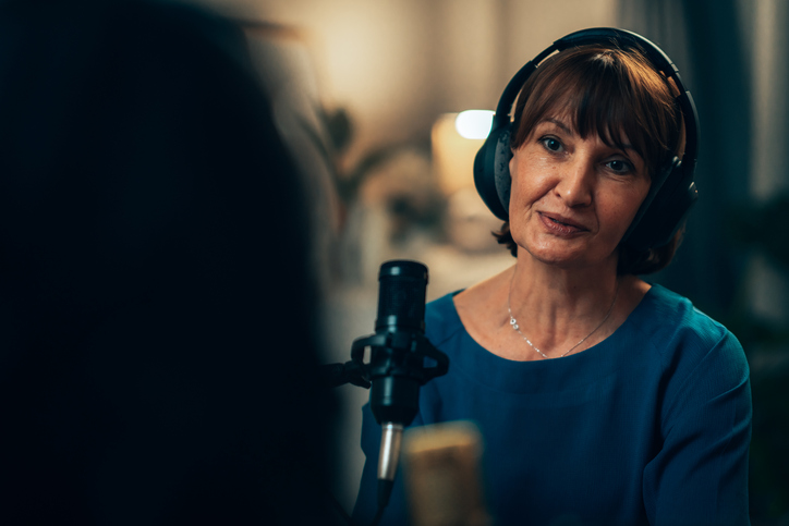 Woman in recording studio