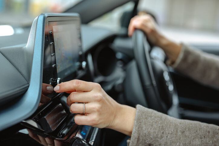 Person using car radio